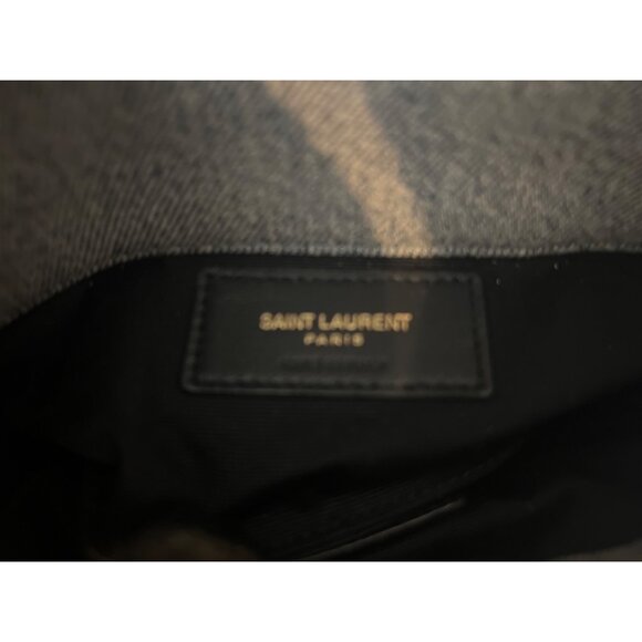 Saint Laurent Loulou Small Puffer Denim Pouch Clutch - Picture 8 of 10